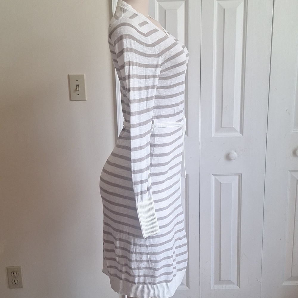 Sonoma Grey and White Striped Cardigan Size Small - Picture 7 of 14